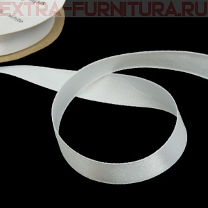 Лента атласная 12 мм цв.  белый рул. 27,42м