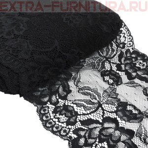 Кружево-стрейч TBY-L838 шир.180мм, цв.03 черный (уп.25м)