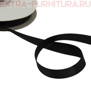 Лента атласная 12 мм цв.  черный рул. 27,42м