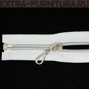 Молния спираль декор Т5 70см цв.белый/серебро MaxZipper