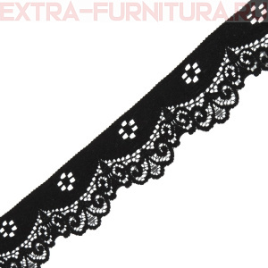 Кружево-стрейч TBY.1809 шир.35мм, цв.2 черный (уп.50м)