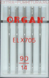 Иглы Organ оверлок EL х 705 для БШМ № 90, уп.5шт