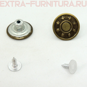 Пуговицы джинсовые 17 мм латунь, арт.160646 (8звезд), (уп. 100 шт.)