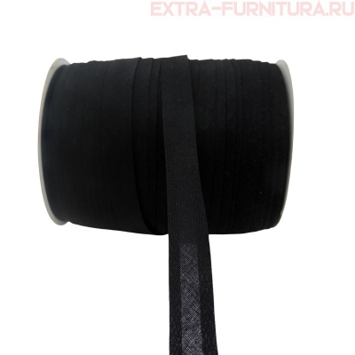 Косая бейка х/б  15мм 132м цв. 365 черный