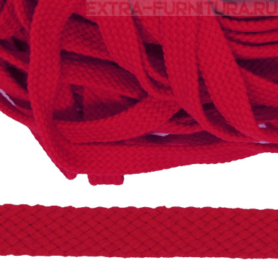Шнур плоский х/б 12мм, цв.красный 126, уп.50м, пл. 9,88 гр/м