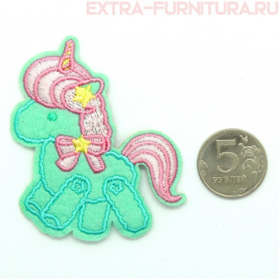 Термоаппликация Единорог розово-бирюзовый