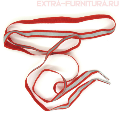 Шнурки плоские 120см, шир.10мм, со светоотражающей лентой, цв.красный