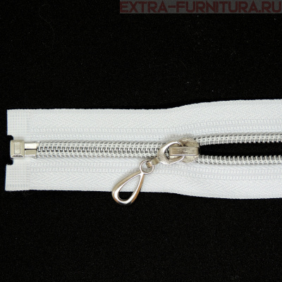 Молния спираль декор Т5 90см цв.белый/серебро (капля)
